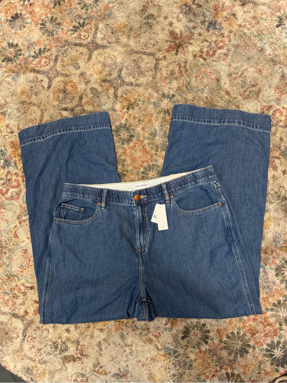 Lane Bryant Mid Rise Wide Leg Denim Jeans in Blue Wash